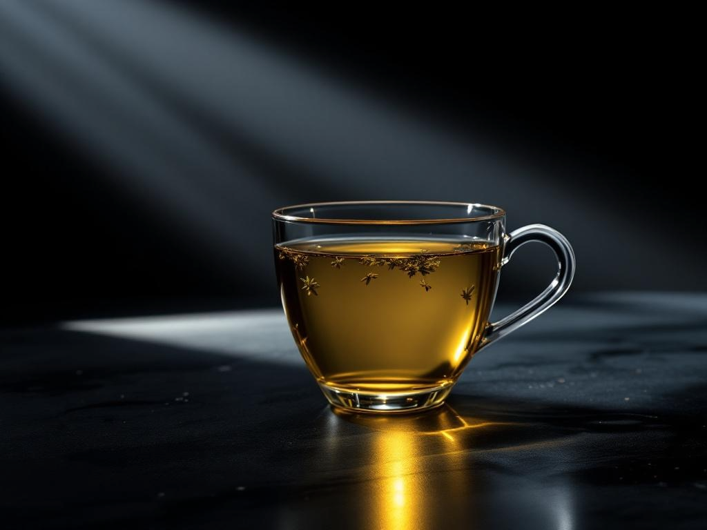 Golden tea in a glass cup
