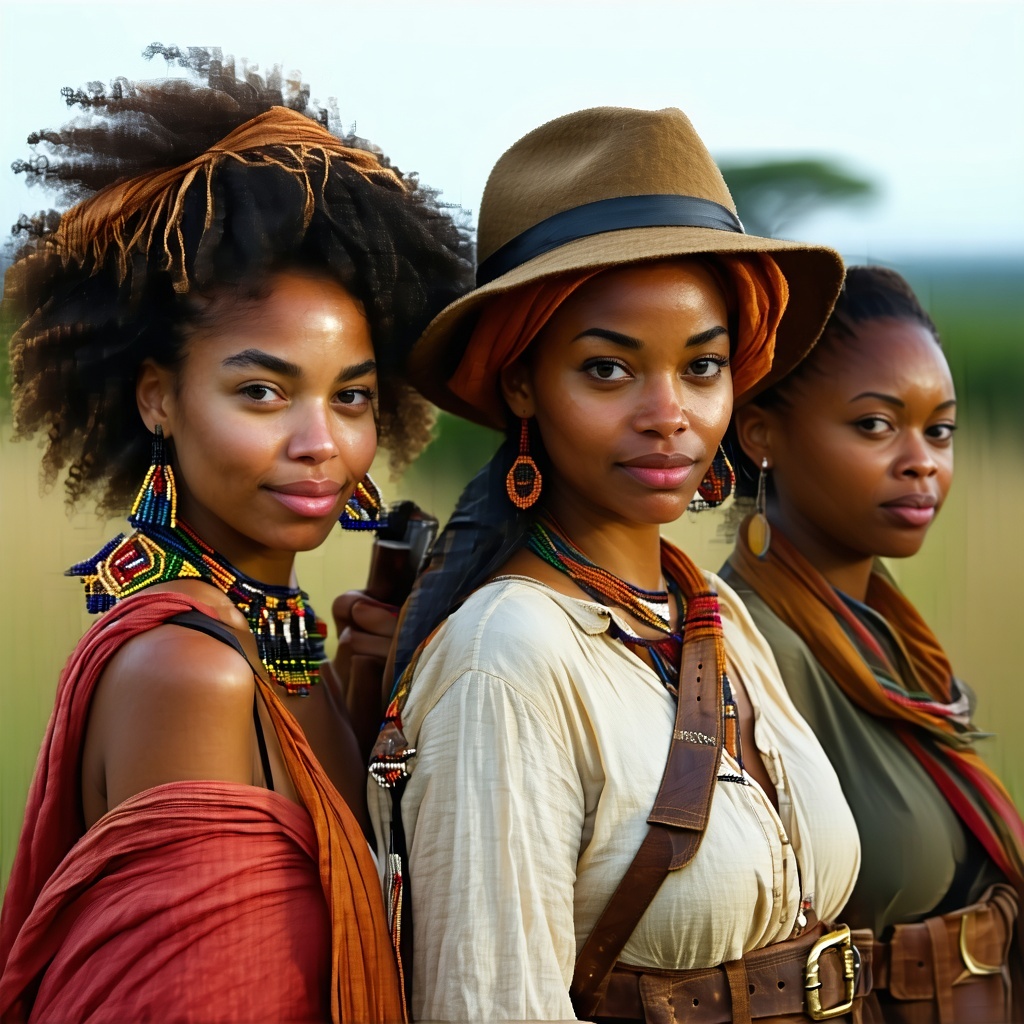 younger black women in normal clothes at a safari in Mole National Park